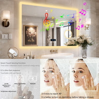 80/100/120/CM LED Bluetooth Bathroom Mirror Touch Antifog with 3X Magnifier Dimmable Date and Time Setting Vanity Mirror - Buy online at  Vibe In Cart.