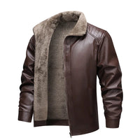 Autumn Winter Men Leather Jacket Vintage Thicken Fleece Turn Down Collar Male Coat Long Sleeve Business Casual Male Outerwear - Buy online at  Vibe In Cart.