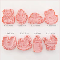8-Piece Plastic 3D Cookie Cutters Set with Cartoon Designs