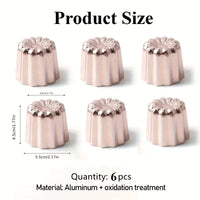 6pcs French Reve Cake Mold Non-stick Aluminum Canele Mousse Muffin Pudding Mold for Home DIY Canele Baking Creative Bakeware - Buy online at  Vibe In Cart.