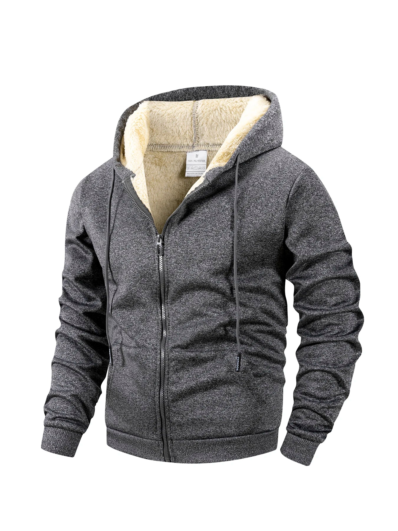 Winter Thick Fleece Zipper Hoodies Thicken Warm Jackets Long Sleeve Sweatshirts Casual Sports Fleece Black Coats Hooded Men Coat - Buy online at  Vibe In Cart.