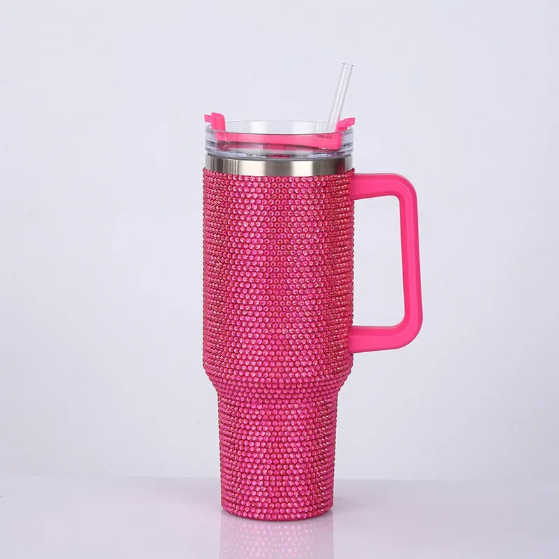 40oz Rhinestone Tumbler Stainless Steel Straw Women Cup Shiny Diamond Travel Car Thermoses Coffee Mug Water Bottle Drinkware - Buy online at  Vibe In Cart.