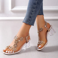 Women;s Sandals Pvc Crystal Flower Shoes for Women Decoration Chunky Heel Sandals Ladies Back Strap Fashion Shoes Female2024 - Buy online at  Vibe In Cart.