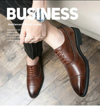 Black Fashionable Oxford Shoes Large Size Casual Business Leather Shoes Wedding Ceremony Shoes Carved Block Design Rubber Sole - Buy online at  Vibe In Cart.