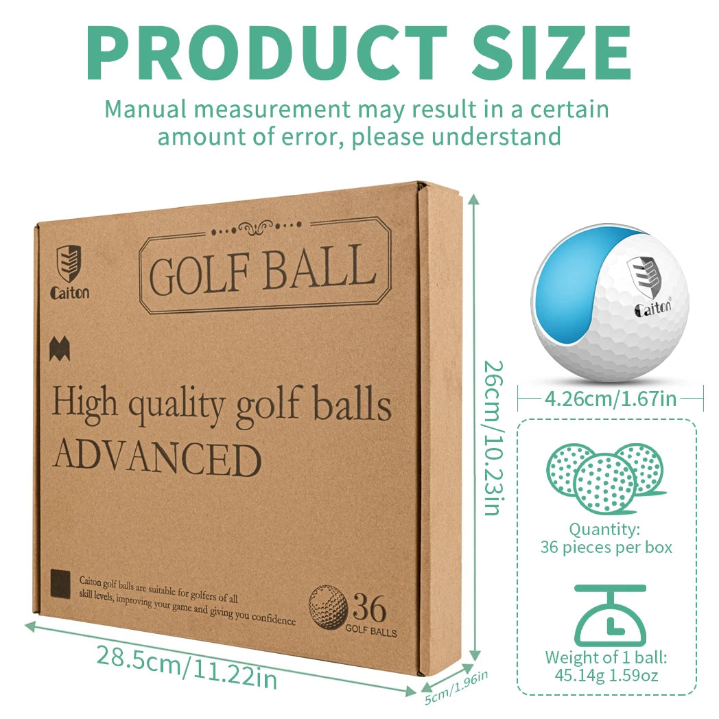 Two Piece Distance Golf Balls 36 Pack with Synthetic Rubber Core