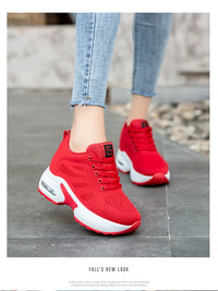 Women's Platform Mesh Lace-Up Sneakers Medium Heel