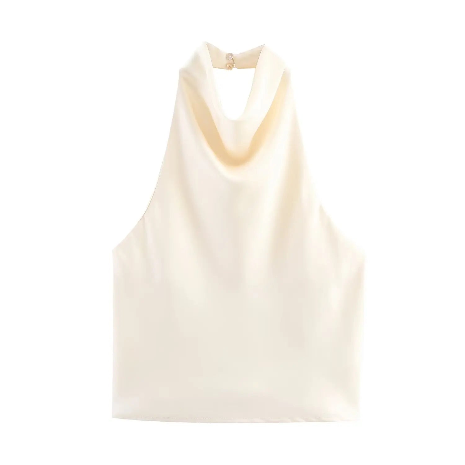 Women's Short Sleeveless Backless Tops with Buttons, Polyester