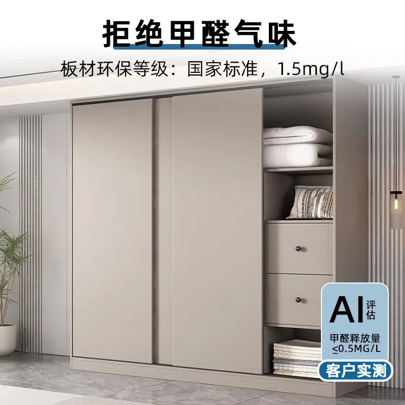 All solid wood sliding door wardrobe household bedroom strong and durable rental room special simple explosion - Buy online at  Vibe In Cart.