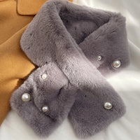 Women's Outdoor Winter Faux Fur Warm Solid Color Scarf