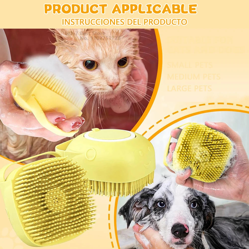 Dog Bath Brush Silicone Pet Shampoo Brush Soap Dog Scrubber Cat Massage Grooming Wash Comb Soft Rubber Puppy Clean Brush - Buy online at  Vibe In Cart.