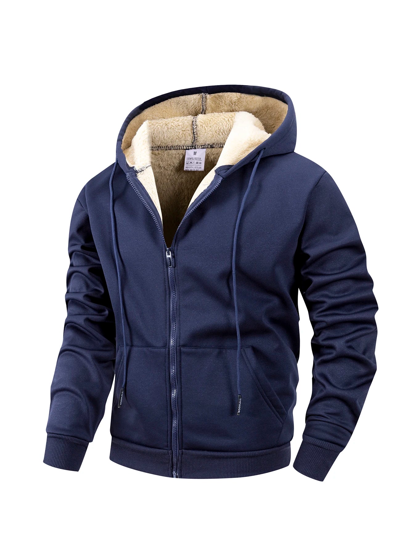 Winter Thick Fleece Zipper Hoodies Thicken Warm Jackets Long Sleeve Sweatshirts Casual Sports Fleece Black Coats Hooded Men Coat - Buy online at  Vibe In Cart.