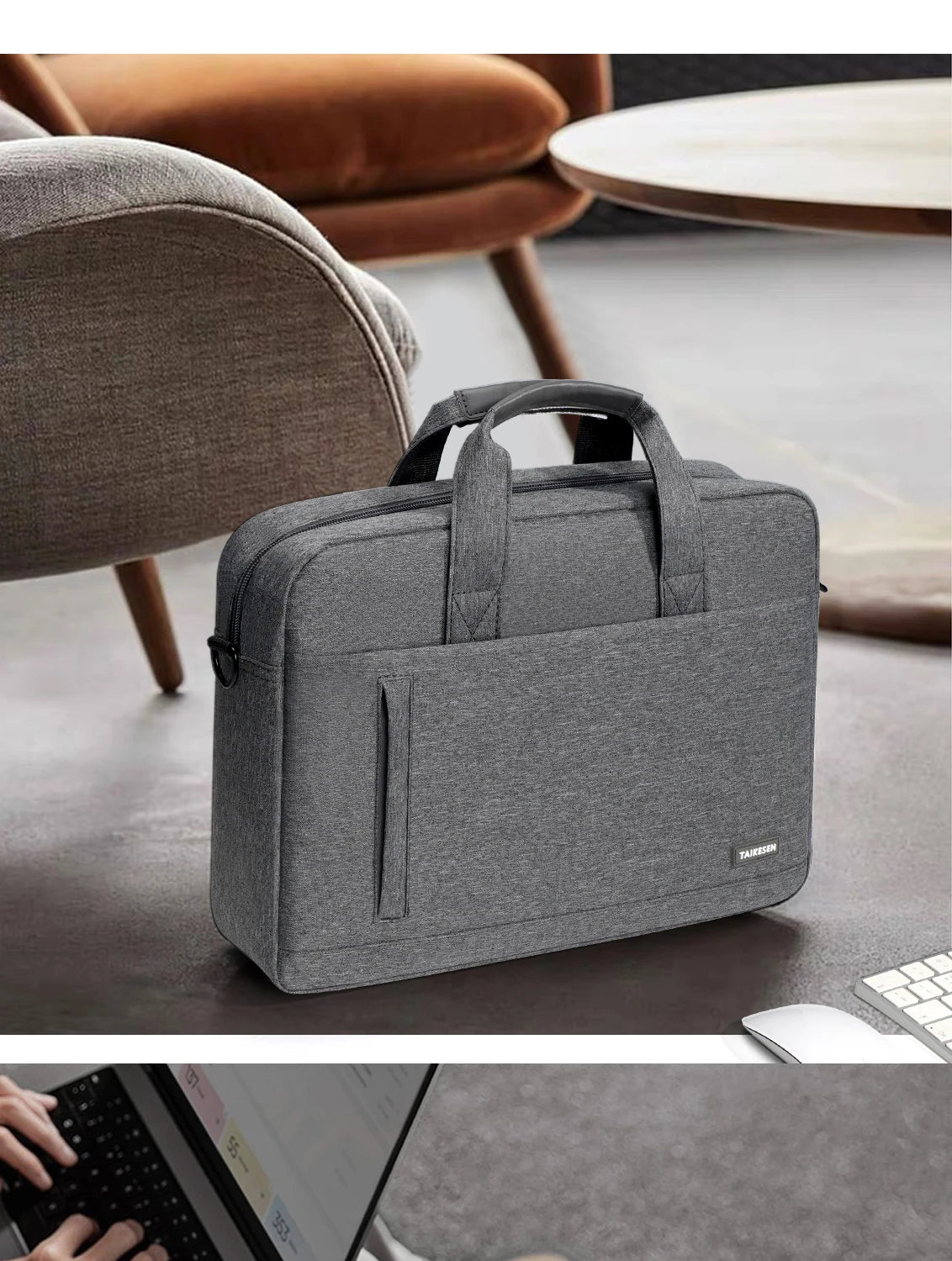 Unisex Zipper Canvas Laptop Briefcase for 13.3-17 Inch Laptops