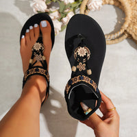 Women's fashionable round toe clip toe bohemian style one-piece elastic flat sandals - Buy online at  Vibe In Cart.