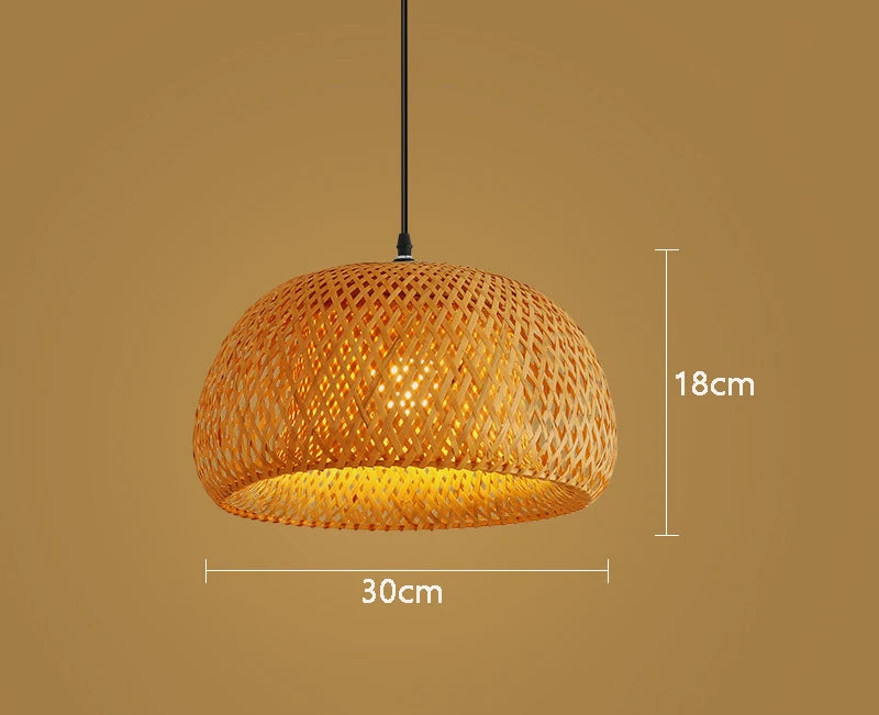 Bamboo Lantern 30cm Pendant Lamp Natural Rattan Wicker E27 LED Chandeliers Hand-Woven Lampshades Lighting Fixture Hanging Light - Buy online at  Vibe In Cart.