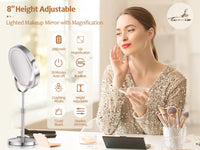 8 Inch Makeup Mirror With Light Lamp 10X Magnification 3 Color Lights,Adjustable Brightness Height Standing Cosmetic Mirror - Buy online at  Vibe In Cart.