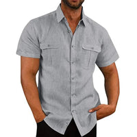 Cotton Linen Hot Sale Men Short-Sleeved Shirts Summer Solid Color Stand-Up Collar Casual Beach Style Plus SizeMale Shirts M-5XL - Buy online at  Vibe In Cart.