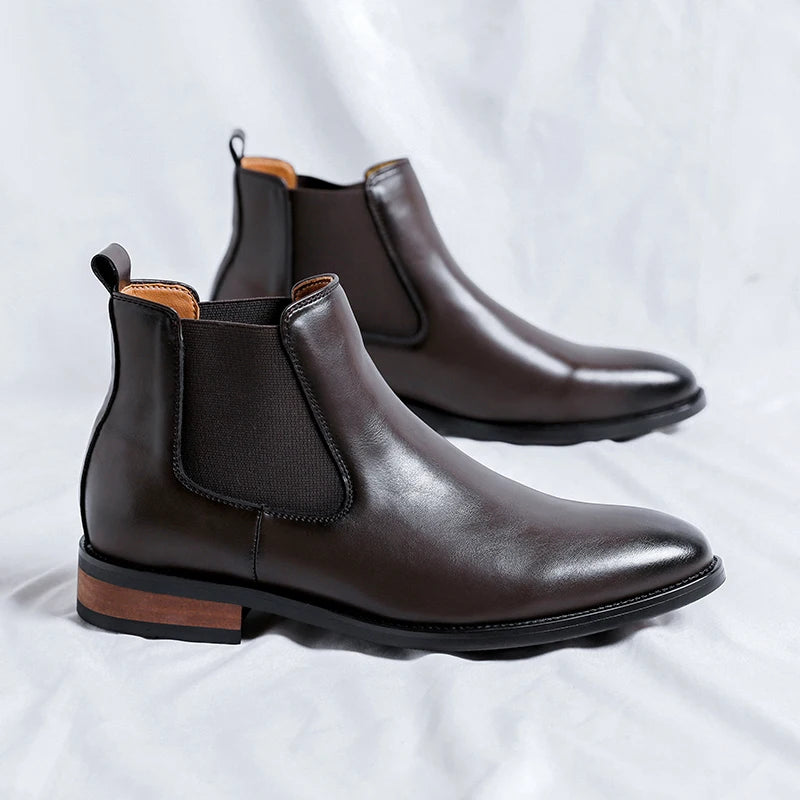 Genuine Leather Classic Men High Top Chelsea Ankle Boots High Quality Mens Casual Dress Business Shoes Comfy OutdoorBasic Boots - Buy online at  Vibe In Cart.