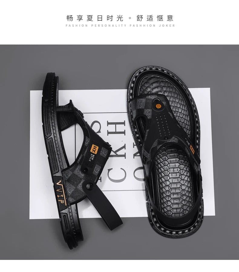 Men's Casual Flip-Flop Sandals with Microfiber Upper and PVC Outsole