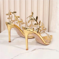 2024 Summer Fashion Patent Leather Gold Leaf Women Sandals Elegant Pointed toe Thin High heels Gladiator Sandalias Party Shoes - Buy online at  Vibe In Cart.