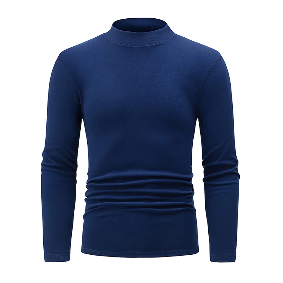 1/2piece Autumn And Winter Men's Semi High Neck Fashionable Base Long Sleeved Top Solid Color Casual Sports Fitness Warm T-shirt - Buy online at  Vibe In Cart.