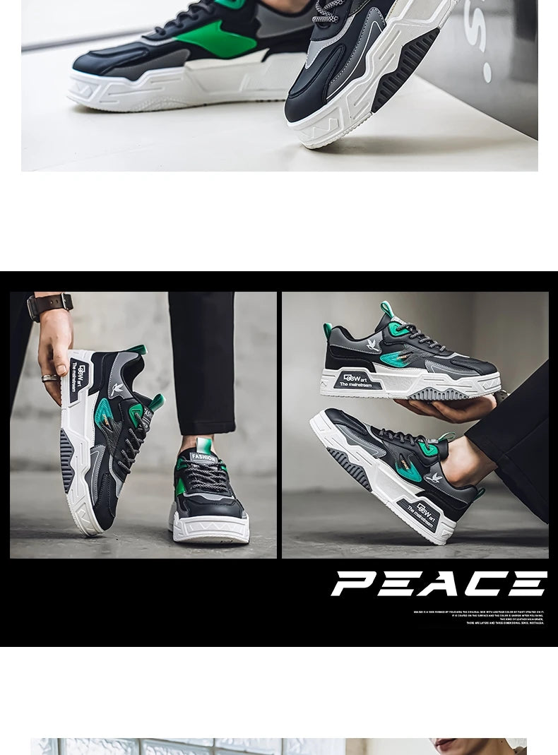 Men's Low-Top Lace-Up Skateboarding Shoes With Rayon Material