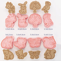 8-Piece Plastic 3D Cookie Cutters Set with Cartoon Designs