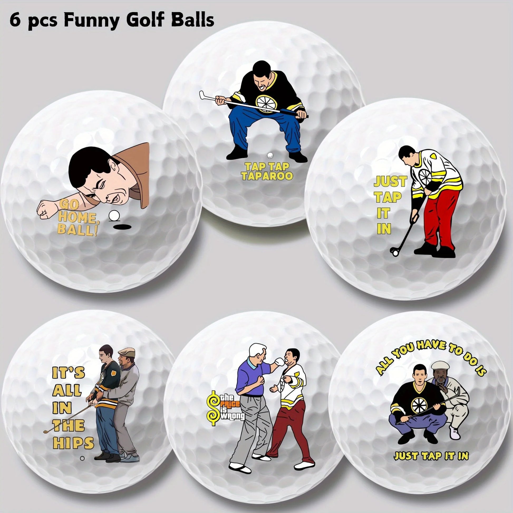 6 counts Funny Happy Gilmore Golf Balls Gift Set, Hilarious Novelty Golf Ball Set for Men, Dad,  Fun Golf  Accessories & Decor - Buy online at  Vibe In Cart.
