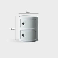 Round Plastic Bedside Table with 4 Drawers for Bedroom