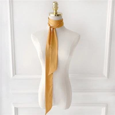 Women's Long Narrow Solid Color Polyester Scarf 190x5cm