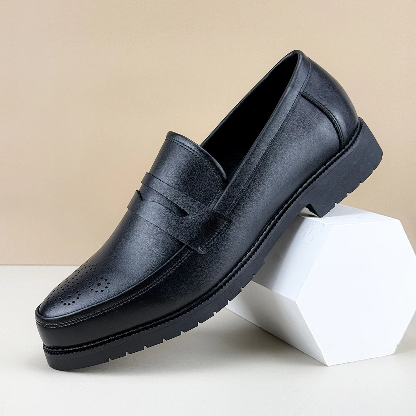 Men's Formal Leather Shoes British Style Oxford Loafers Round Toe Breathable Non-Slip Business Dress Wedding Office Casual Shos - Buy online at  Vibe In Cart.