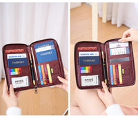 Multifunctional Travel Passport Wallet with RFID Protection in Microfiber Leather