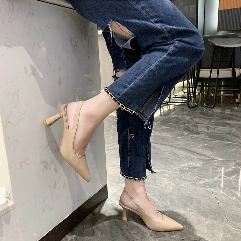 Summer Fashion New Pointed Toe Stiletto Heel Shallow Mouth Breathable PU Comfortable and Elegant Women's Shoes Sexy Sandals - Buy online at  Vibe In Cart.