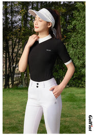 Women's High Waist Flared Golf Trousers Full Length