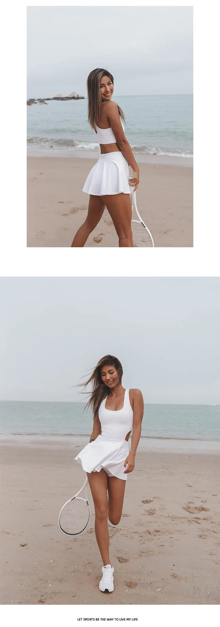 Women's Sleeveless Short Skort Dress with Padding, Nylon Spandex