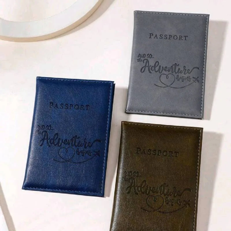 Solid PU Leather Passport Holder Wallet Card Case for Travel