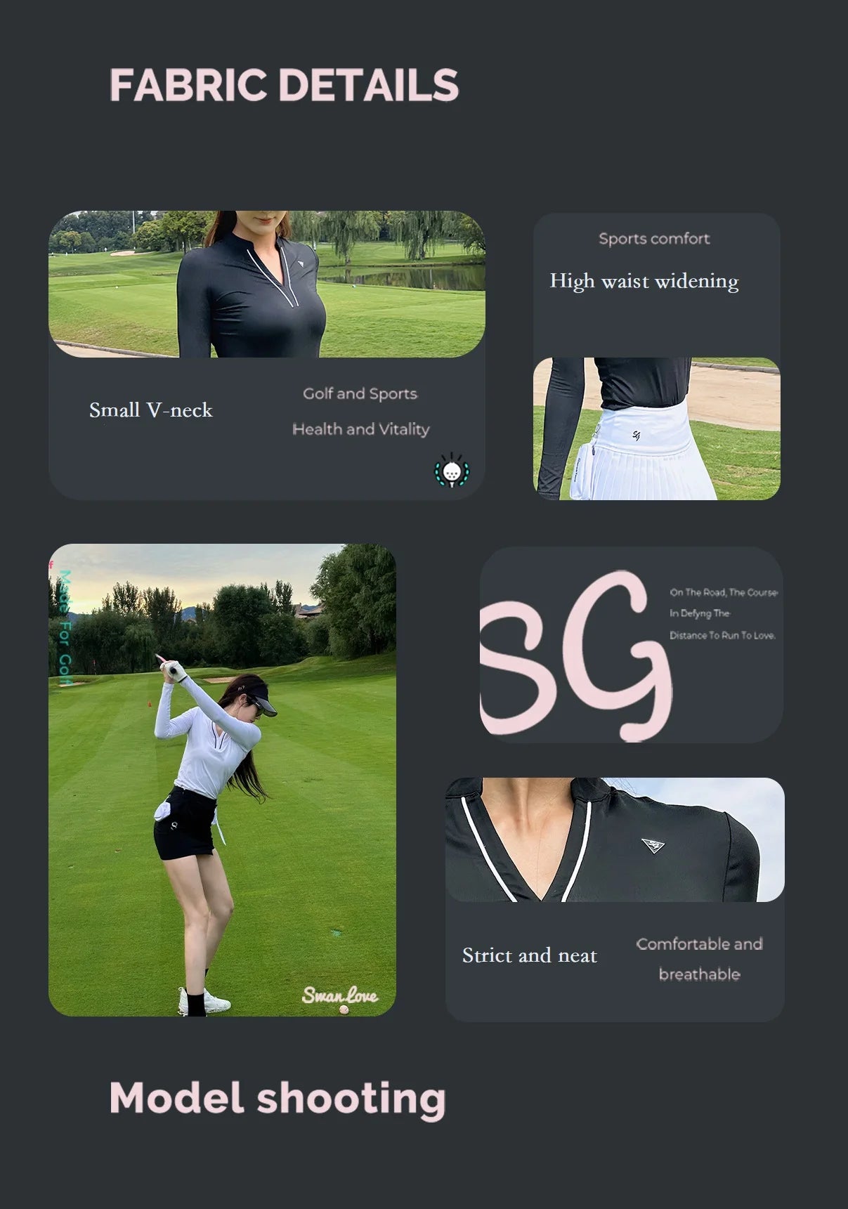 SG Golf Women V-Neck Polo Shirt Spring Fall Long Sleeve Slim Tops Ladies High-end Sport Skort Pleated Anti-Exposure Tennis Skirt - Buy online at  Vibe In Cart.