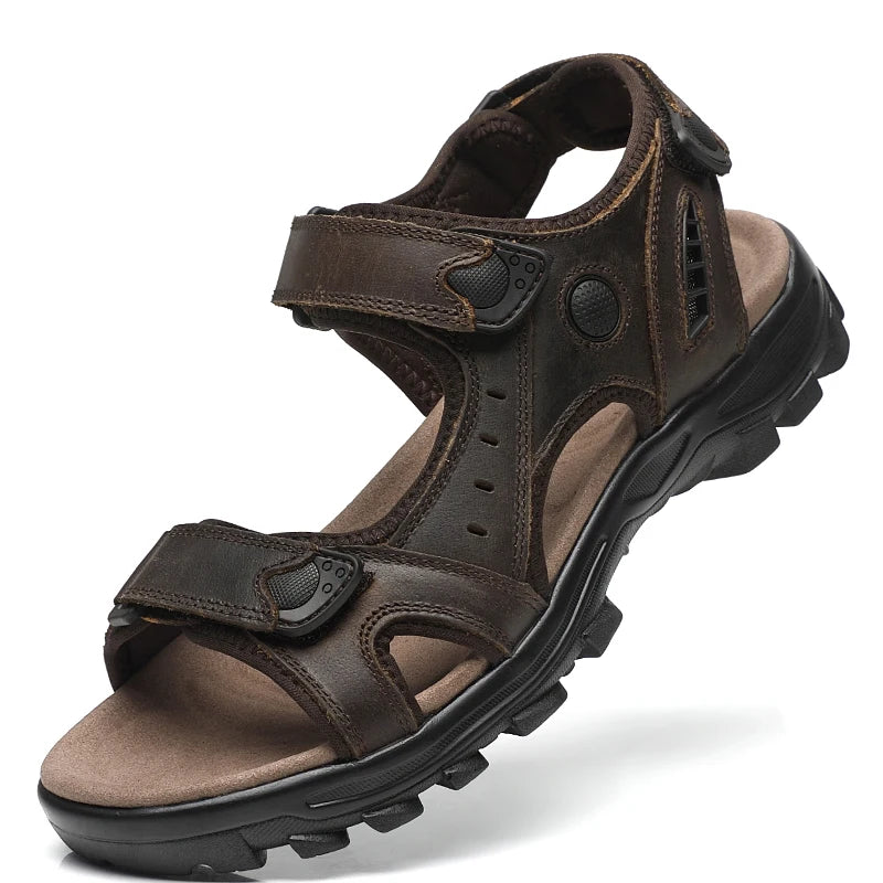First-Layer Cowhide Men's New Fashion Open-Toe Casual Men's Summer Sandals, Adjustable Non-Slip, Comfortable Soft-Soled Beach Sh - Buy online at  Vibe In Cart.