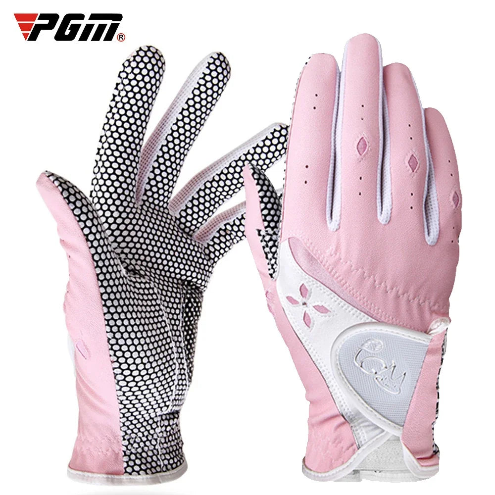 Women's Golf Gloves 1 Pair PU Leather Non-Slip Soft Breathable