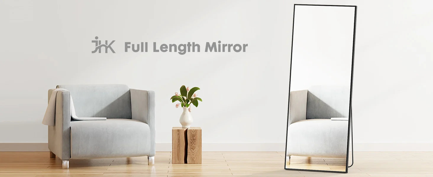 JHK 64"x21" Full Body Wall Mirror Standing Hanging or Leaning Wall-Mounted Mirrors with Stand Aluminum Alloy Frame Living Room - Buy online at  Vibe In Cart.