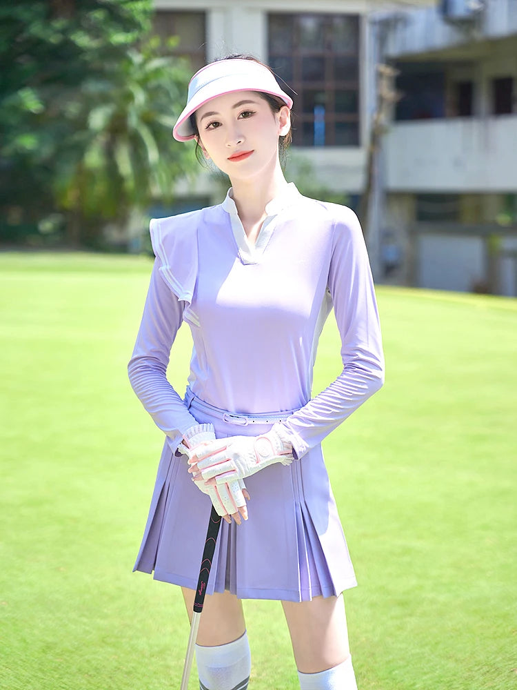 TTYGJ New Golf Skirt Women Spring Autumn Fashion A-lined Skirt Ladies Outdoor Sports Skorts Casual Golf Wear with Inner Shorts