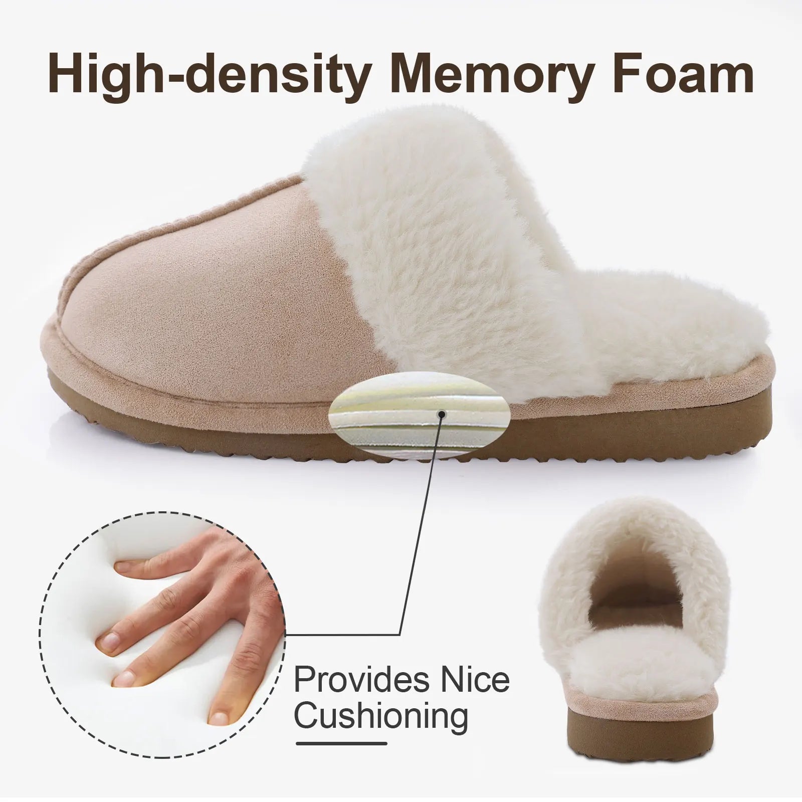 Women's Warm Plush Fuzzy Indoor Slippers with Faux Fur