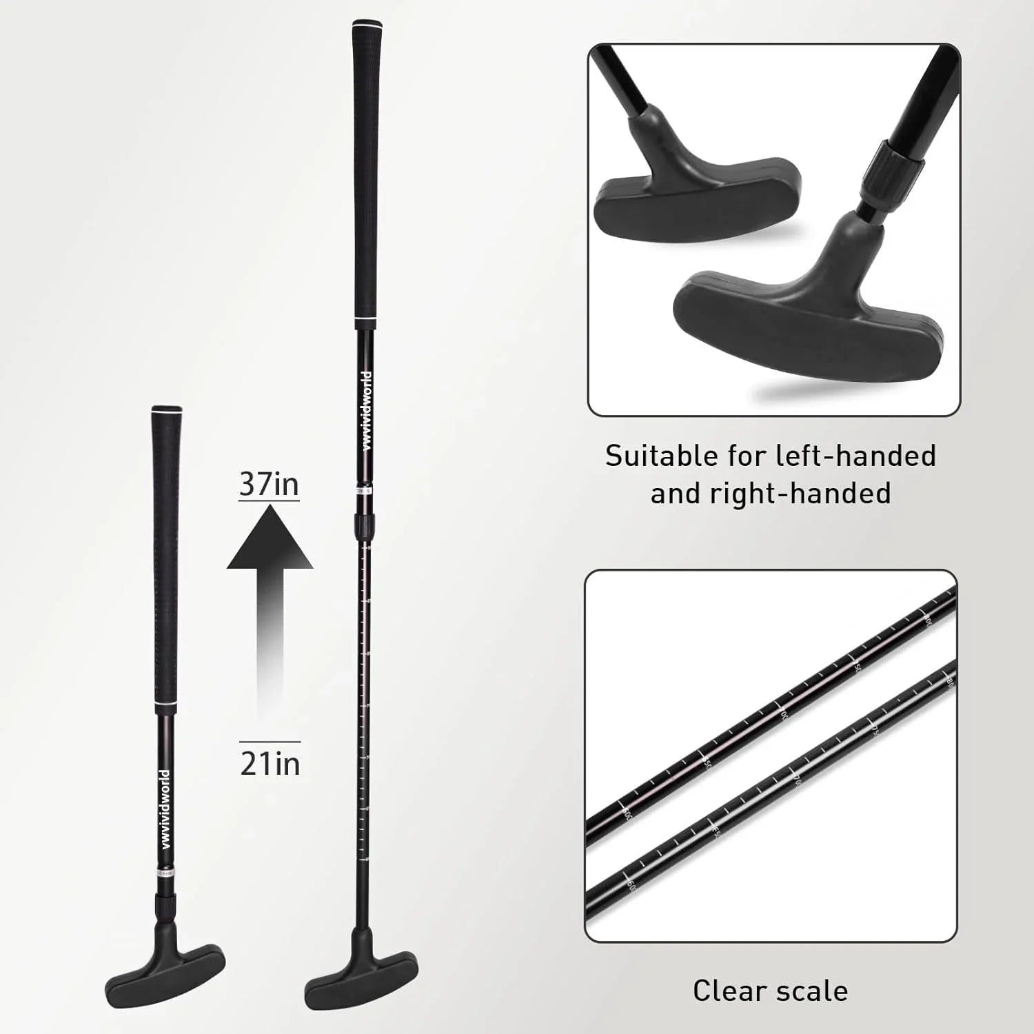 Adjustable Golf Putter with 21-37 Inch Length for Right or Left Handed Users