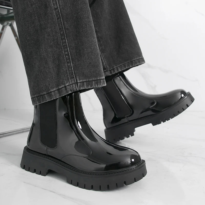 Men Chelsea Boots PU Thick Soled Round Toe Classic Comfortable Men High Top Boots - Buy online at  Vibe In Cart.