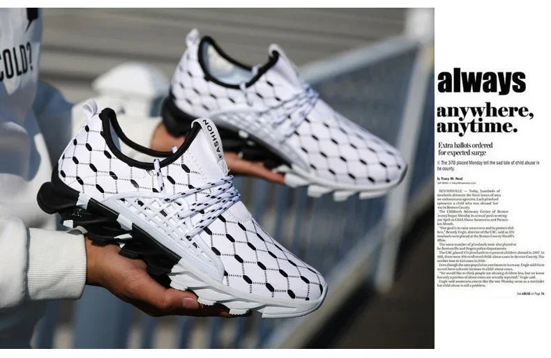 Men's Casual Canvas Sports Shoes With Checkered Pattern