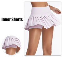 Women's Pleated High Waist Tennis Skort with Pockets, XS-XXL