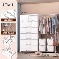 5/6-Tier White Wardrobe with Extendable Hanger - Large Space & Partitioned Storage Wardrobe for Bedroom, Dormitorie - Buy online at  Vibe In Cart.