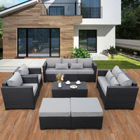Patio Furniture Sets 7 Pieces Outdoor Furniture Sectional Patio Couches Set with Storage Table Light Grey Cushions - Buy online at  Vibe In Cart.