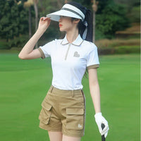 Love Golf Women Short Sleeve Sports Shirts Breathable Casual Tops Ladies High Waist Golf Shorts Quick Dry Skorts with Pockets