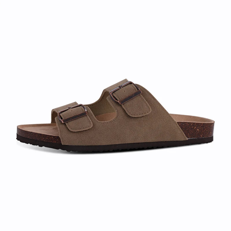 Men's Arch Support Slides Sandals With Adjustable Buckle
