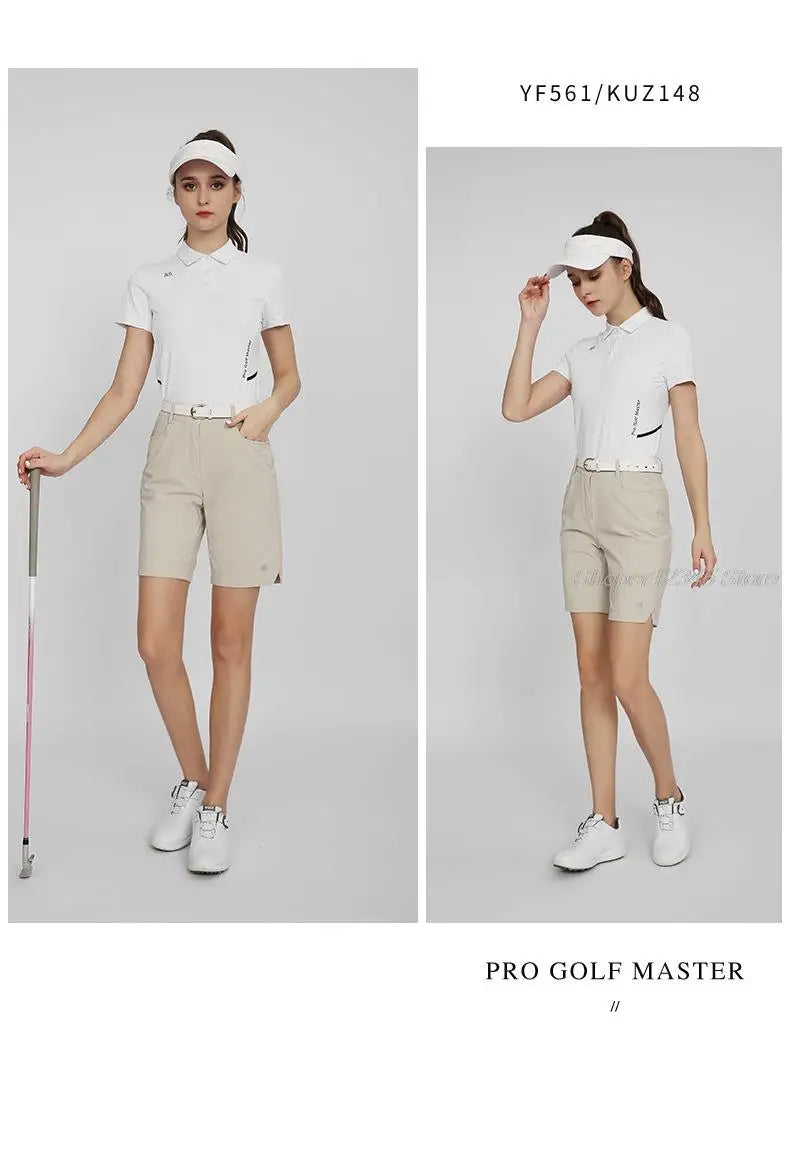 Pgm Women Summer Golf Shorts Elastic Casual Half Trousers Ladies Sports High Waist Shorts Slim Golf Clothing Tennis Wear